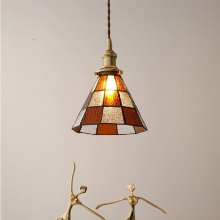 Lampe suspendue rétro en verre à treillis, style japonais Lampe suspendue rétro en verre à treillis, style japonais