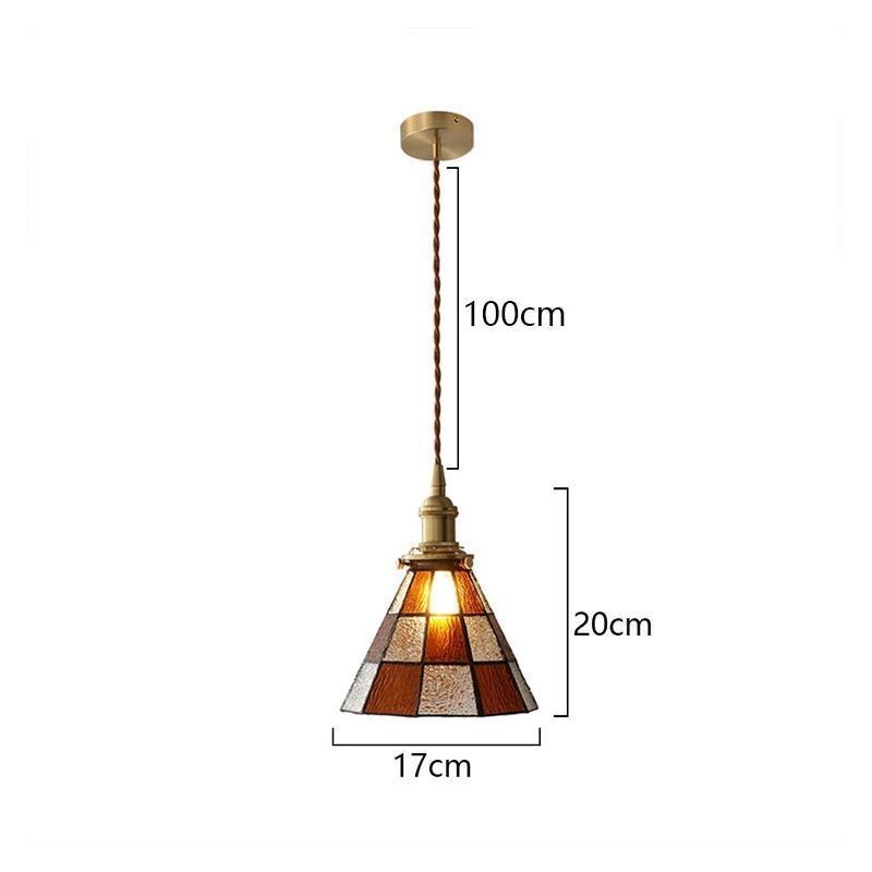 Lampe suspendue rétro en verre à treillis, style japonais