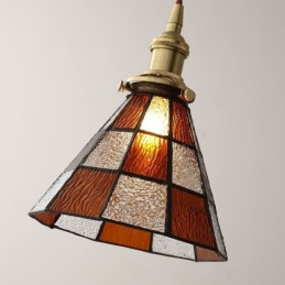 Lampe suspendue rétro en verre à treillis, style japonais