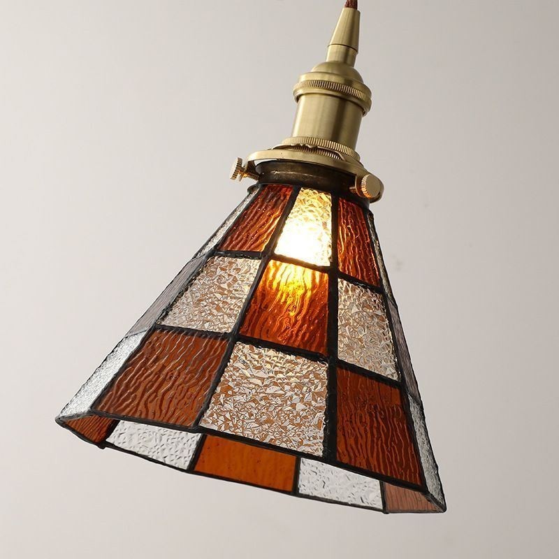 Lampe suspendue rétro en verre à treillis, style japonais