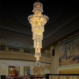 Lustre européen en cristal à long pendentif