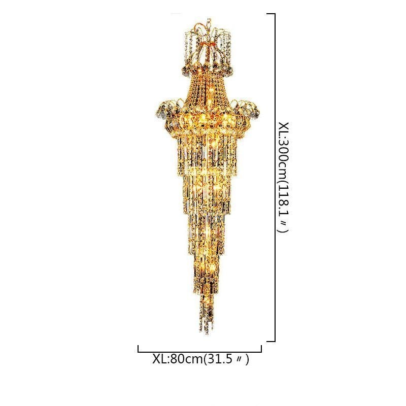 Lustre européen en cristal à long pendentif