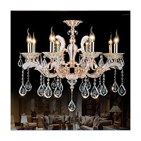 Lampes suspendues en cristal de luxe de style européen en alliage de zinc Lampes suspendues en cristal de luxe de style européen en alliage de zinc