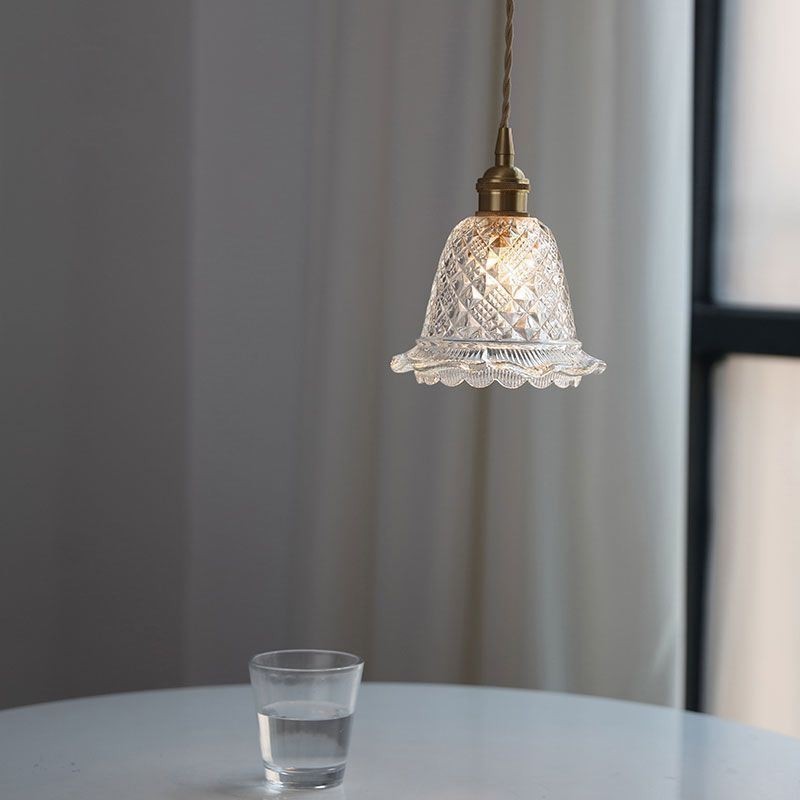 Suspension moderne en verre à fleurs, luminaire décoratif à 1 lumière