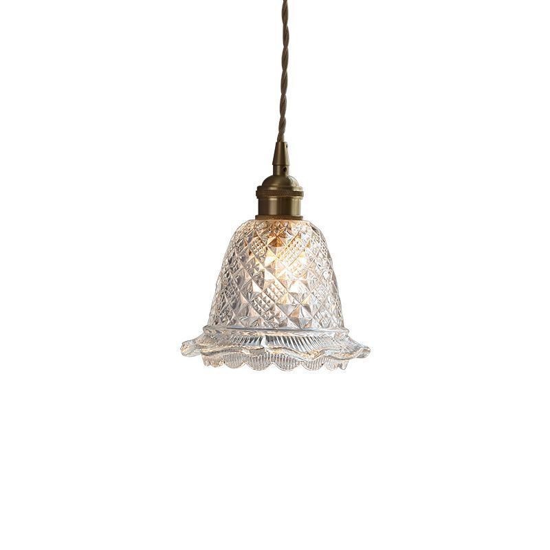 Suspension moderne en verre à fleurs, luminaire décoratif à 1 lumière