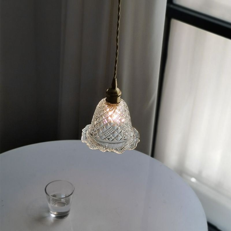 Suspension moderne en verre à fleurs, luminaire décoratif à 1 lumière