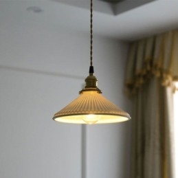 Suspension en céramique de style japonais, lampe suspendue plissée rétro