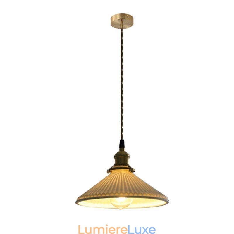 Suspension en céramique de style japonais, lampe suspendue plissée rétro