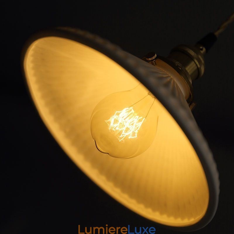 Suspension en céramique de style japonais, lampe suspendue plissée rétro