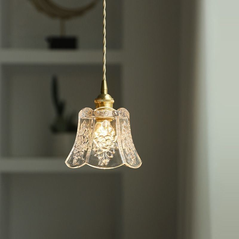 Lampe suspendue en forme de fleur, luminaire décoratif minimaliste en verre