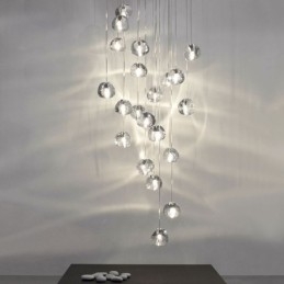 Suspension moderne en cristal avec abat-jour en cristal unique pour escalier duplex