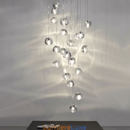 Suspension moderne en cristal avec abat-jour en cristal unique pour escalier duplex Suspension moderne en cristal avec abat-jour en cristal unique pour escalier duplex