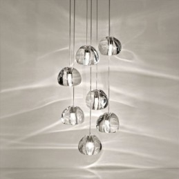 Suspension moderne en cristal avec abat-jour en cristal unique pour escalier duplex