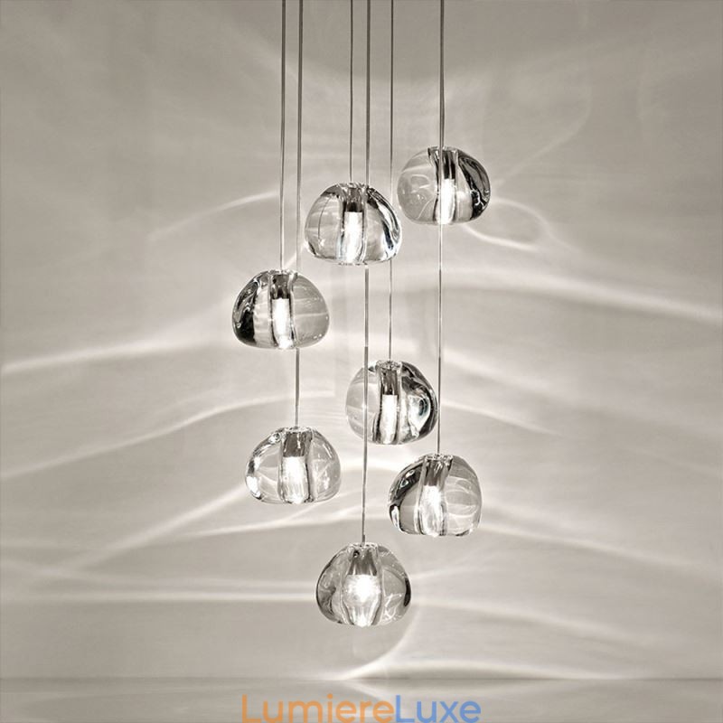 Suspension moderne en cristal avec abat-jour en cristal unique pour escalier duplex