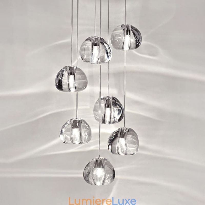 Suspension moderne en cristal avec abat-jour en cristal unique pour escalier duplex