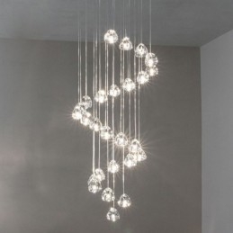 Suspension moderne en cristal avec abat-jour en cristal unique pour escalier duplex