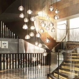 Suspension moderne en cristal avec abat-jour en cristal unique pour escalier duplex