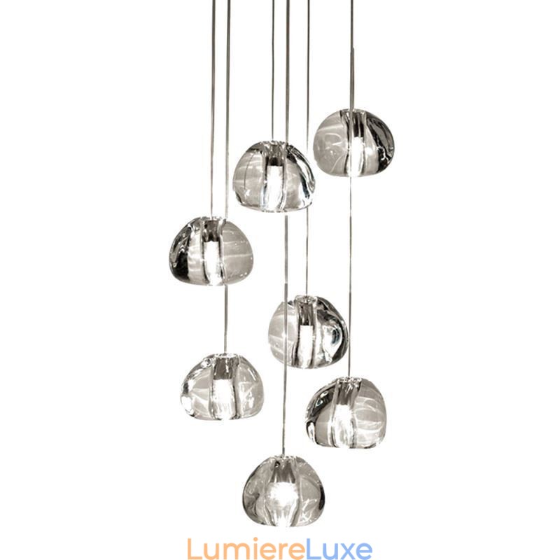 Suspension moderne en cristal avec abat-jour en cristal unique pour escalier duplex