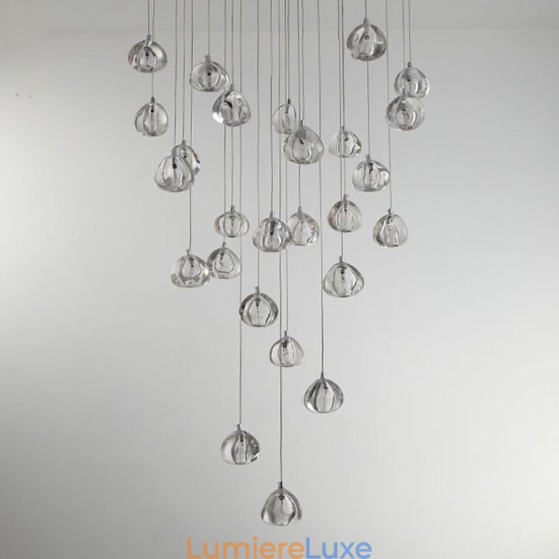 Suspension moderne en cristal avec abat-jour en cristal unique pour escalier duplex
