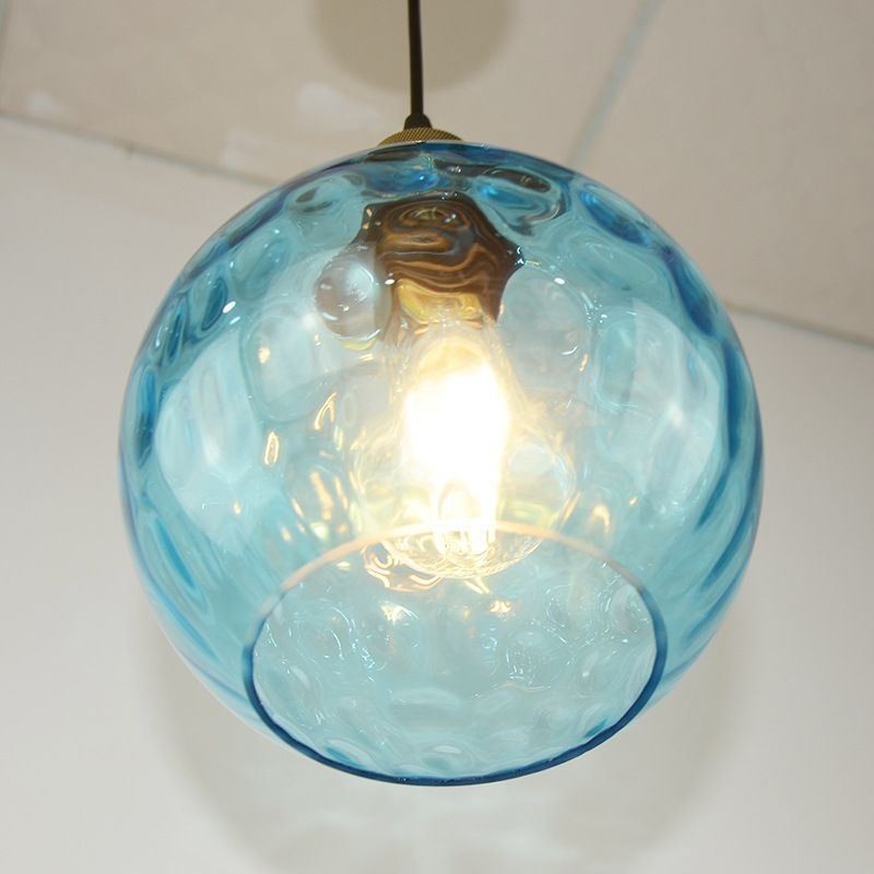 Suspension contemporaine en verre à motif d'eau rond