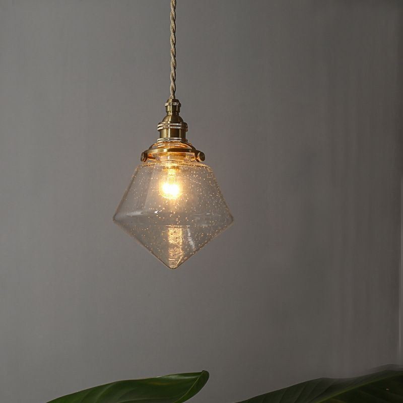 1 luminaire suspendu en verre diamanté à bulles
