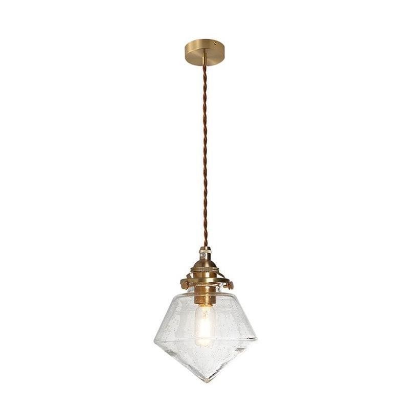 1 luminaire suspendu en verre diamanté à bulles