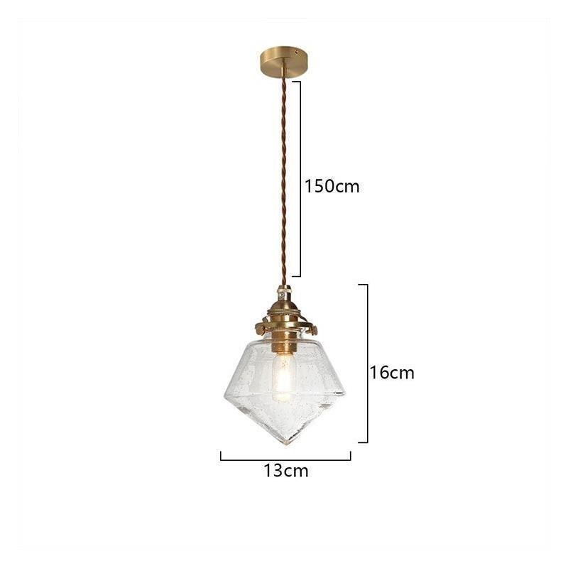 1 luminaire suspendu en verre diamanté à bulles