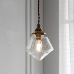 1 luminaire suspendu en verre diamanté à bulles