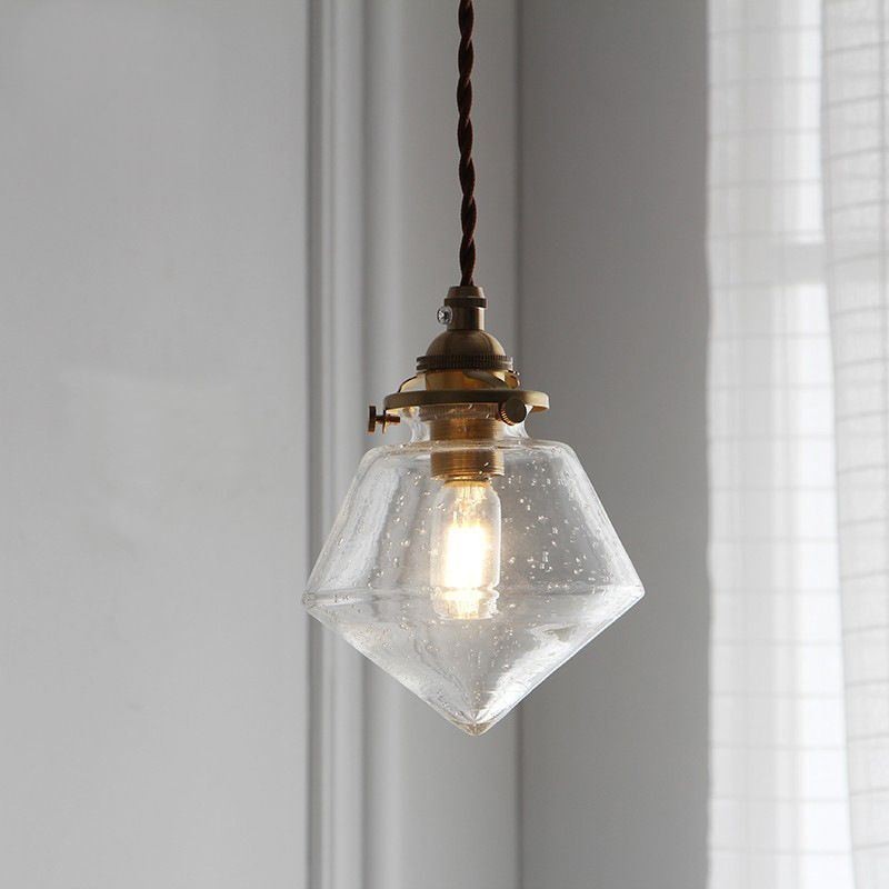 1 luminaire suspendu en verre diamanté à bulles