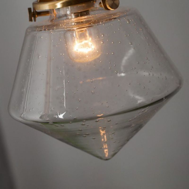 1 luminaire suspendu en verre diamanté à bulles