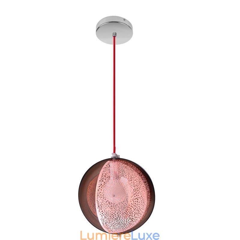 Suspension moderne en or rose avec abat-jour en verre demi-rond, luminaire décoratif pour café
