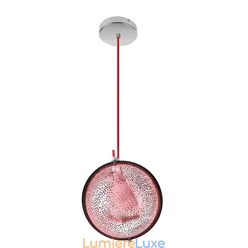 Suspension moderne en or rose avec abat-jour en verre demi-rond, luminaire décoratif pour café