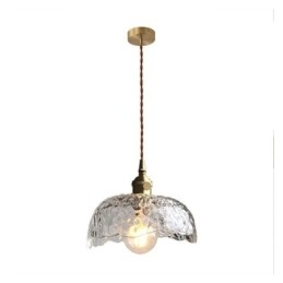 Suspension irrégulière en laiton et verre, plafonnier en verre martelé