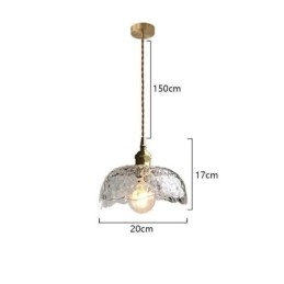 Suspension irrégulière en laiton et verre, plafonnier en verre martelé