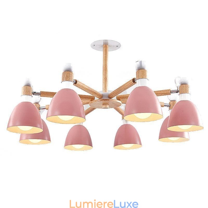 Suspension Macaron nordique, lustre créatif en bois