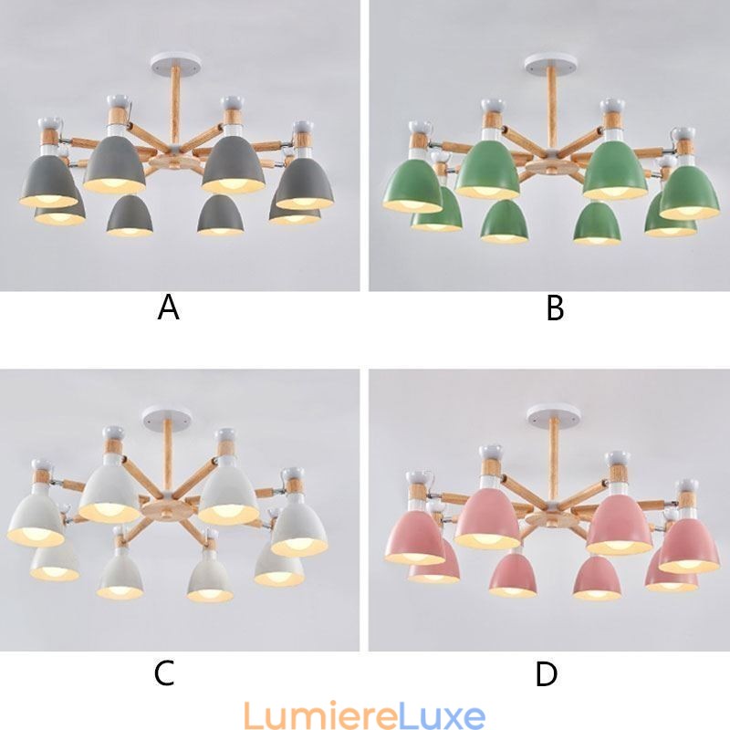 Suspension Macaron nordique, lustre créatif en bois