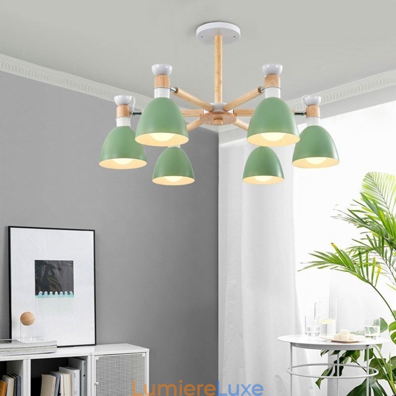 Suspension Macaron nordique, lustre créatif en bois