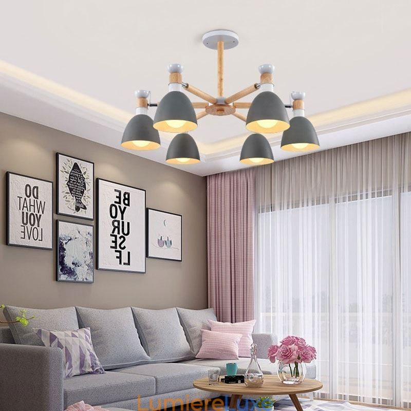 Suspension Macaron nordique, lustre créatif en bois