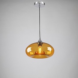 Suspension moderne à 1 lumière avec abat-jour en verre transparent
