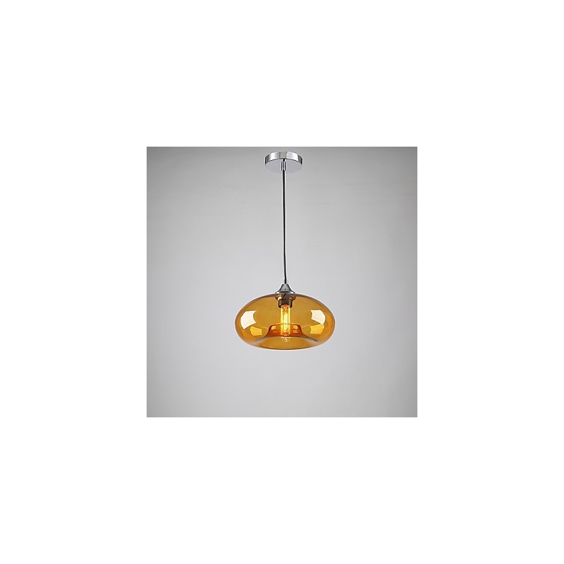 Suspension moderne à 1 lumière avec abat-jour en verre transparent