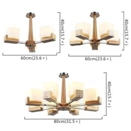 Lustre suspendu nordique en bois et abat-jour en verre
