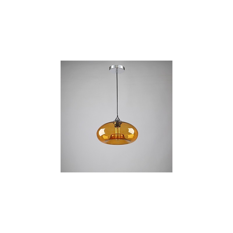 Suspension moderne à 1 lumière avec abat-jour en verre transparent