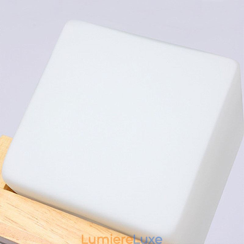 Lustre suspendu nordique en bois et abat-jour en verre