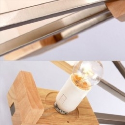 Lustre suspendu nordique en bois et abat-jour en verre