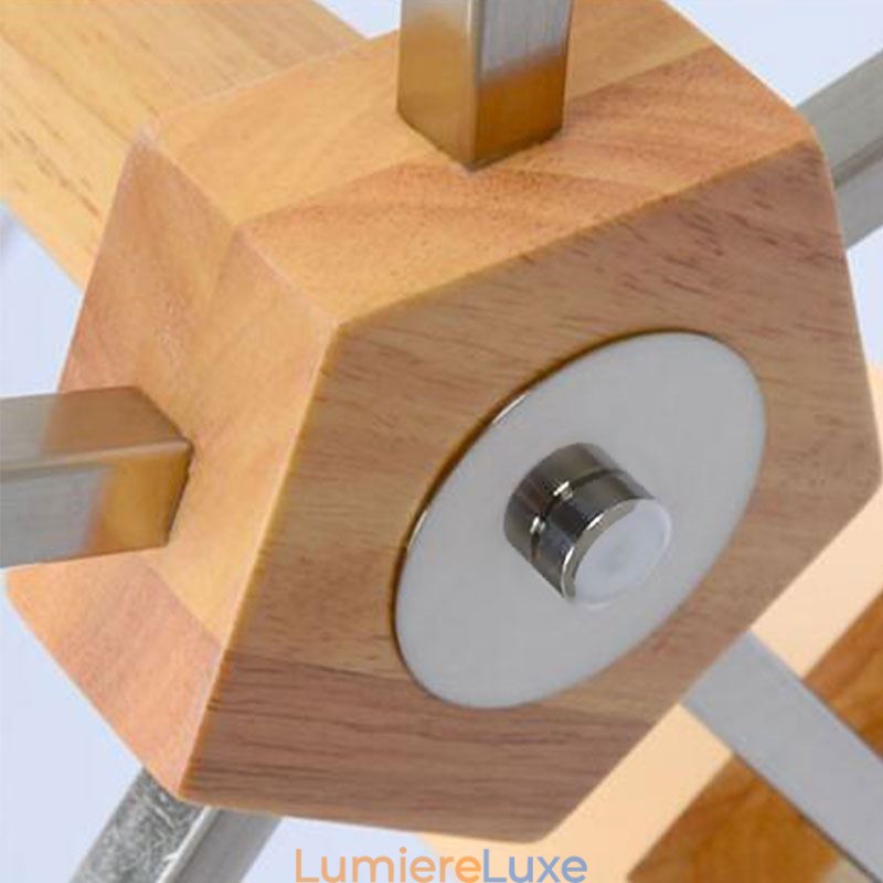 Lustre suspendu nordique en bois et abat-jour en verre