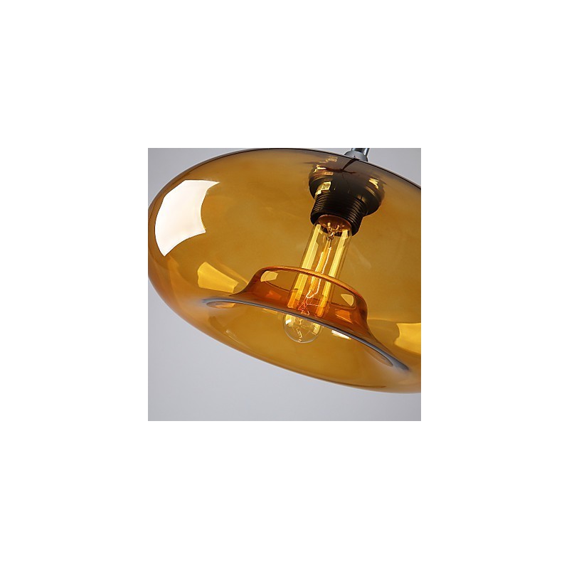 Suspension moderne à 1 lumière avec abat-jour en verre transparent