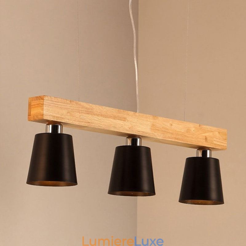 Lustre en bois nordique unique, suspension droite pour café