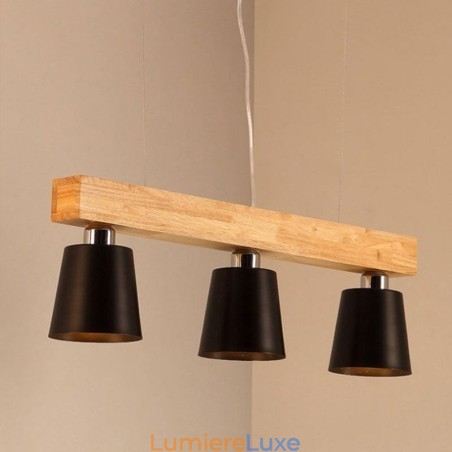 Lustre en bois nordique unique, suspension droite pour café Lustre en bois nordique unique, suspension droite pour café