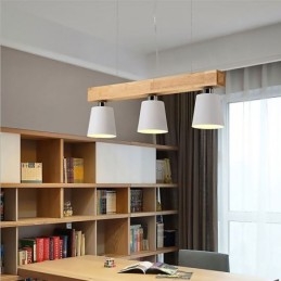 Lustre en bois nordique unique, suspension droite pour café