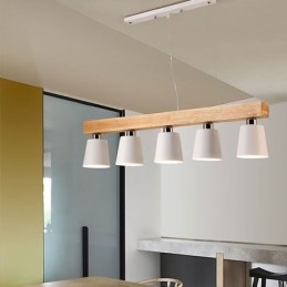 Lustre en bois nordique unique, suspension droite pour café